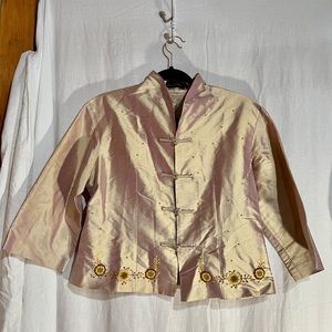 Asian Chinese Kimono Cheongsam Silk Shantung Jacket. Vintage. One of a kind.